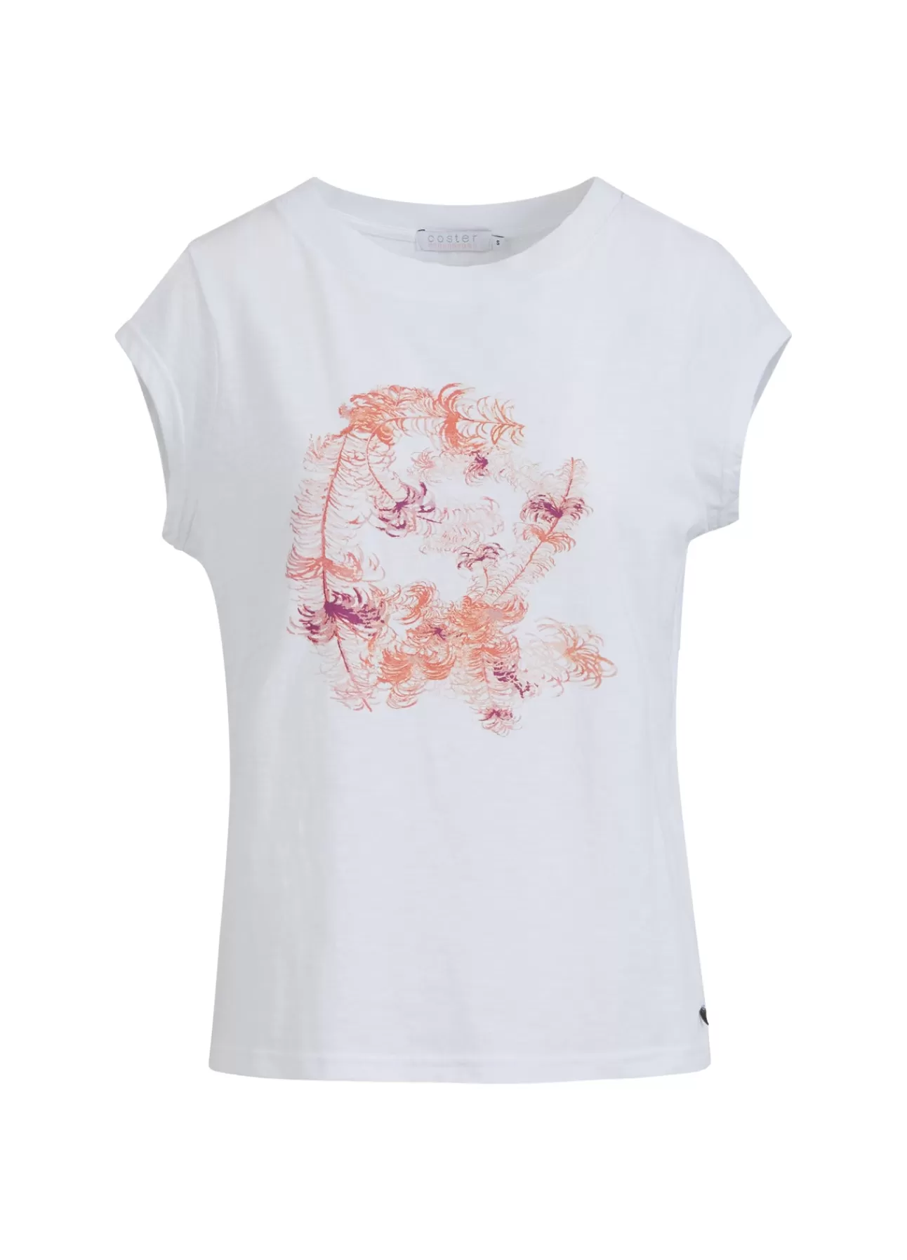 Outlet T-Shirt M. Fjer Print Kvinde T-Shirts